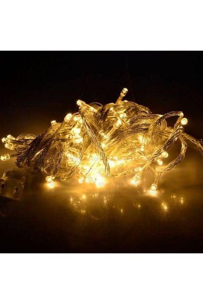 Sarfex 10 Mt 100 Led Seffaf Kablo Fonksiyonlu Isik Dekor Gun Isigi Sari Led Lamba Trendyol