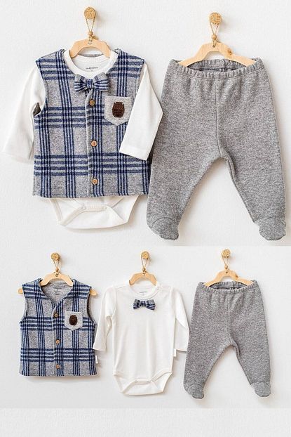 Andywawa Erkek Bebek Awesome Baby Kislik Badi Pantolon Yelek 3 Lu Takim Ac21167 Trendyol