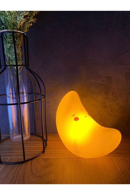 Cetin Accessories Sari Masum Ay Tasarimli Dekoratif 3d Led Isikli Ay Masa Lambasi Trendyol