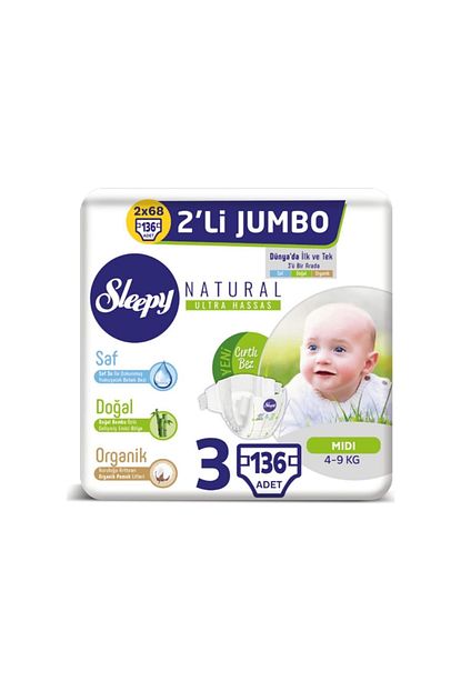 Sleepy Bebek Bezi Midi 3 Beden 4 9 Kg 136 Adet Trendyol