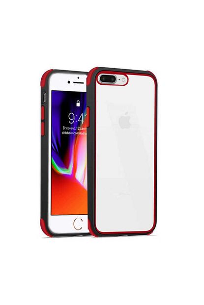 apple iphone 7 plus kilif arkasi seffaf renkli kenarli telefon kilifi ekran koruyucu