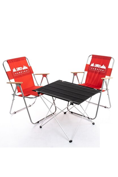 Betgoteks Katlanir Masa Sandalye Seti Kirmizi Trendyol