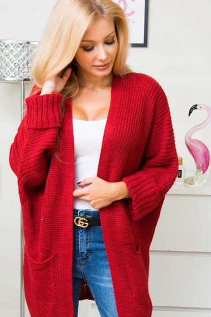 U S Collection Kadin Kirmizi Uzun Triko Hirka Trendyol