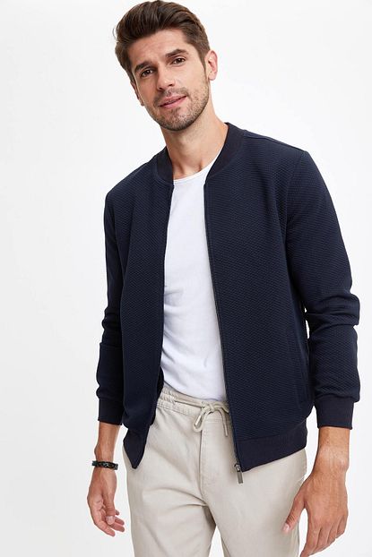 Defacto Erkek Indigo Slim Fit Fermuarli Bomber Hirka R0472az20au Trendyol