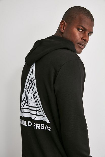 Trendyol Man Siyah Erkek Sirt Baskili Kapusonlu Sweatshirt Tmnaw21sw0463 Trendyol