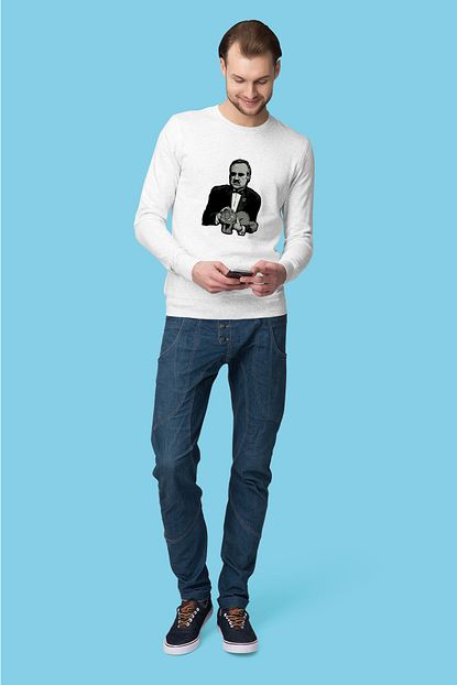 Grif Erkek Beyaz Godfather Garfield Baskili Sweatshirt Trendyol