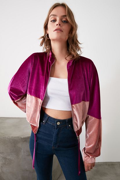 Trendyolmilla Cok Renkli Bomber Orme Ceket Twoaw21ce0177 Trendyol