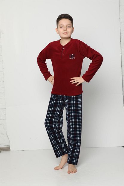 Nisanca Erkek Cocuk Bordo Polar Pijama Takimi Trendyol