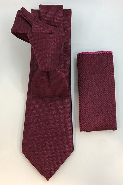 Quesste Accessory Erkek Bordo Desenli Kravat Mendil Set Trendyol