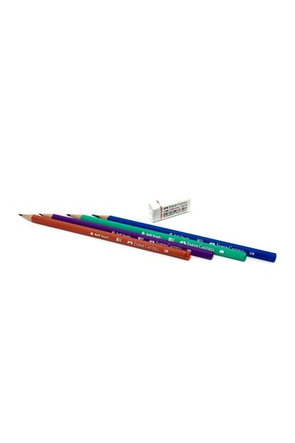 Faber Castell 2b Soft Touch Kursun Kalem 4 Renk 4 Lu Silgi Hediyeli Trendyol