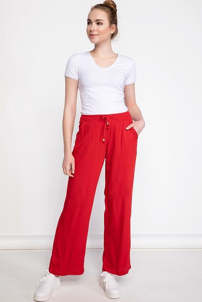Defacto Kadin Kirmizi Relax Fit Pantolon J8738az 19sp Rd2 Trendyol