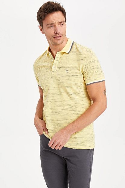 Defacto Erkek Sari Slim Fit Polo T Shirt Trendyol