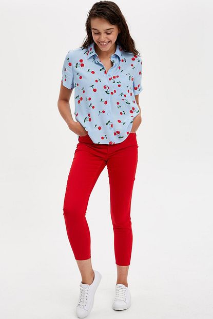 Defacto Kadin Kirmizi Dokuma Pantolon L5558az 19hs Rd51 Trendyol