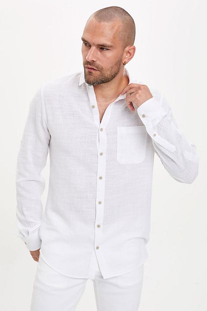 Defacto Erkek Beyaz Uzun Kollu Slim Fit Gomlek M3632az 19sm Wt34 Trendyol