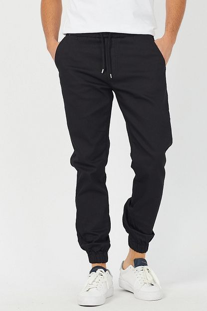 Tarz Cool Erkek Siyah Paca Lastikli Likrali Jogger Pantolon Trendyol