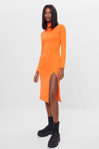 Bershka Kadin Turuncu Midi Elbise Fiyati Yorumlari Trendyol