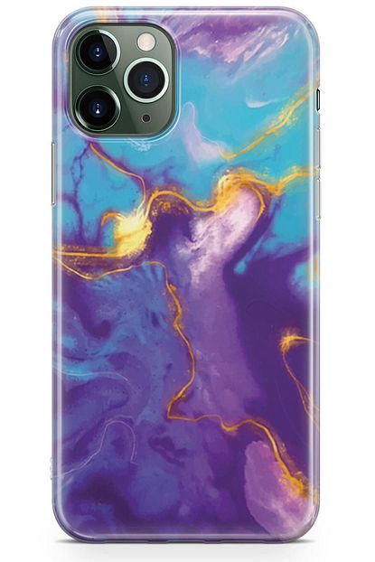 huawei honor 20 kilif mor mavi karisim desenli baskili silikon kilif