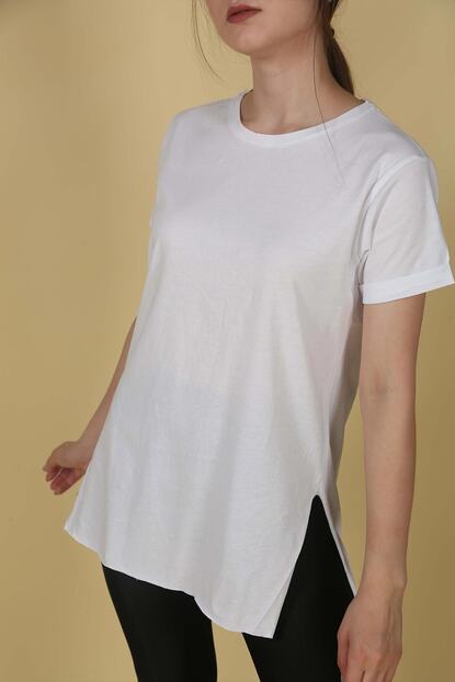Lena Butik Kadin Beyaz Bisiklet Yaka Basic T Shirt Trendyol