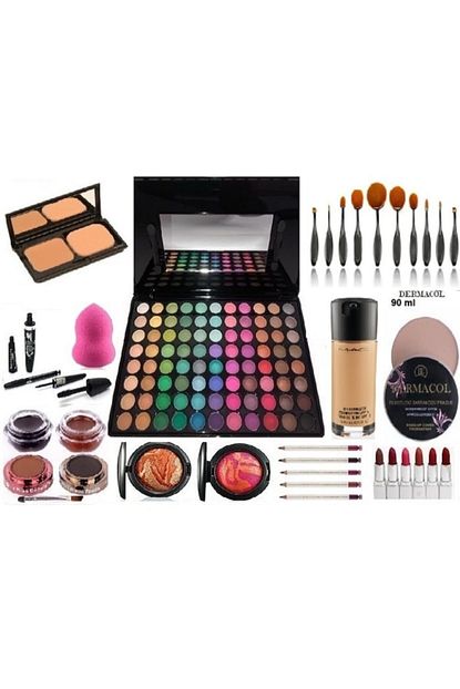 dermacol profesyonel makyaj seti goz far paleti hediye nisan makyaj seti gelin makyaj seti full set 35 parca fiyati yorumlari trendyol