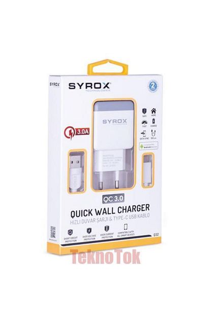 Digerui 3a Type C Hizli Ev Sarj Aleti Beyaz Q32 Syrox Trendyol