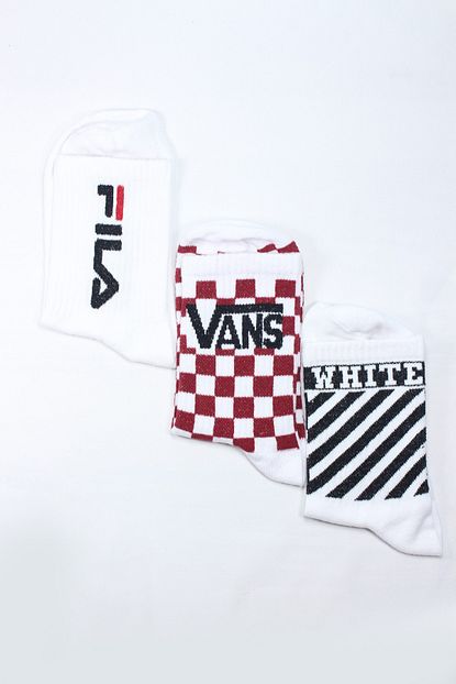 Housebutik Unisex Beyaz Fila Vans White Off 3 Lu Set Spor Corap Trendyol