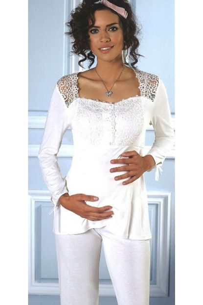 Pierre Cardin Kadin Ekru Uzun Kol Lohusa Pijama Takimi Trendyol