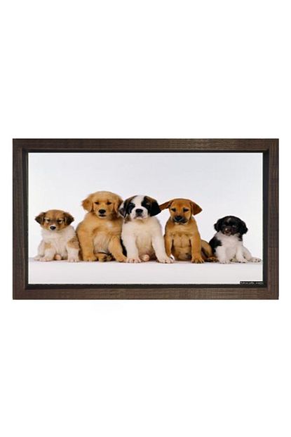 Deniz Cerceve Tuval Yavru Kopekler Tablosu Naturel Ahsap Cerceve 100x200 Trendyol