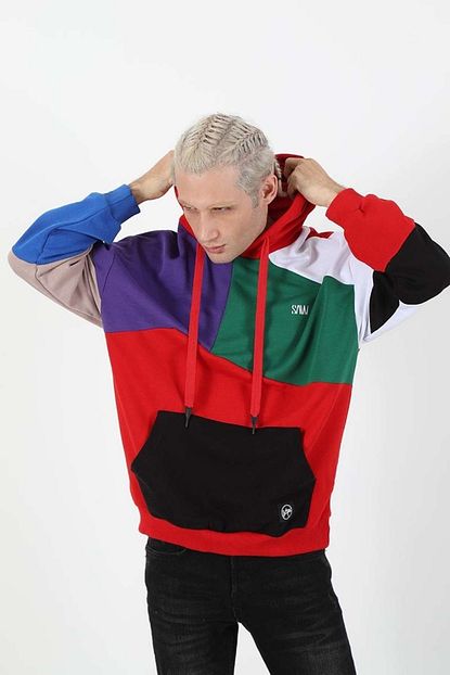 Giraffe Unisex Karisik Renkli Kapsonlu Oversize Sweatshirt Trendyol