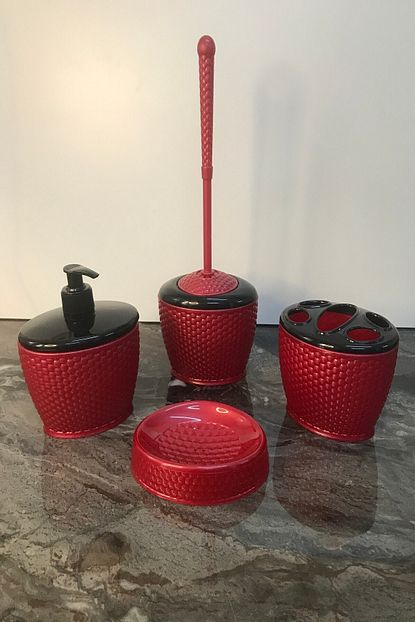Karli Home Plastik Kirmizi Banyo Seti Takimi 4 Lu Trendyol