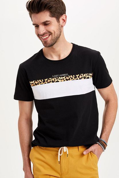 Defacto Erkek Siyah Baskili Tisort L3466az 19sm Bk27 Trendyol