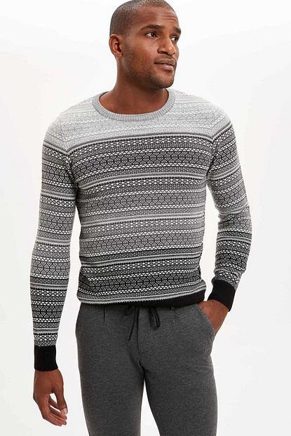 Defacto Erkek Siyah Jakarli Slim Fit Triko Kazak L0883az 19wn Bk27 Trendyol