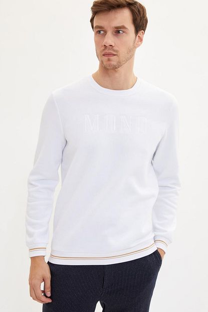 Defacto Erkek Beyaz Baskili Sweatshirt L5894az 19au Wt32 Trendyol