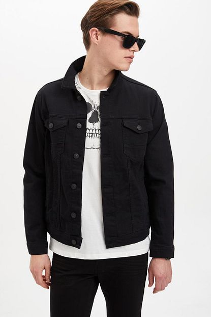 Defacto Erkek Siyah Kot Basic Slim Fit Jean Ceket M4851az 20sp Nm40 Trendyol