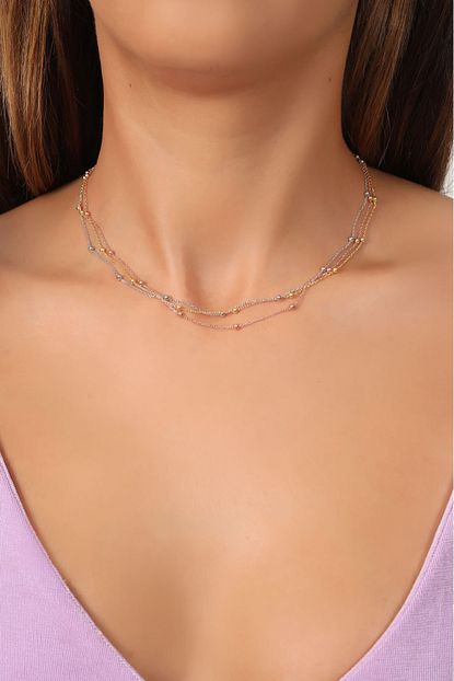 Dorika Renkli Toplu 14 Ayar Altin Kolye Pinkgoldstore