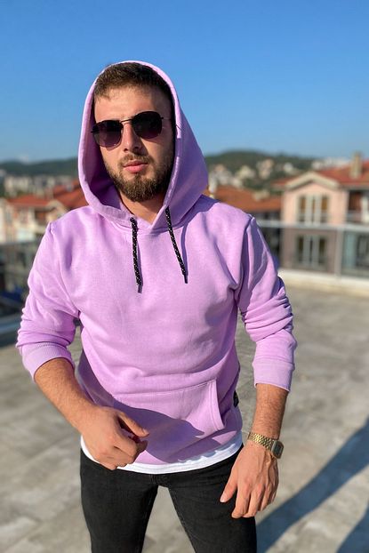 Trendlike Erkek Mor Kapsonlu Sweatshirt Trendyol