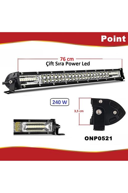 point off road led bar power ledli duz model cift sira 70cm 60 led 240 watt fiyati yorumlari trendyol