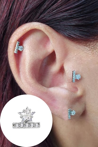 Salyangoz Company Cerrahi Celik Tasli Figurlu Helix Tragus Piercing Trendyol