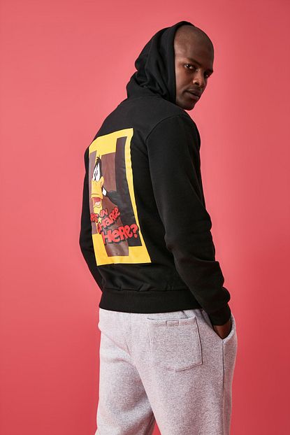Trendyol Man Siyah Erkek Lisansli Regular Fit Sweatshirt Trendyol