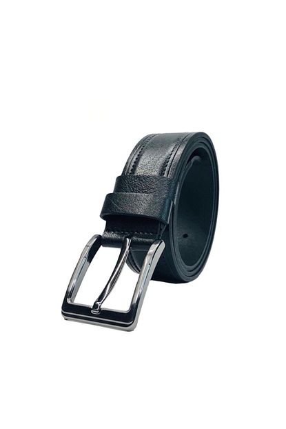 Belza Belt Hakiki Deri Dikis Baskili Erkek Kemer Siyah Trendyol