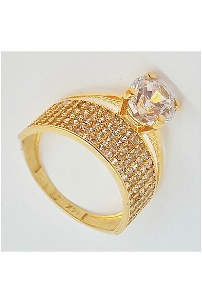 Cigold Kadin Altin 14 Ayar Alyansli Tektas Yuzuk 17k1yzk0425000950 Trendyol