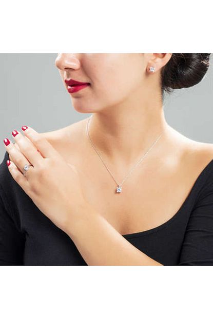 Karaca Butik Starlight Diamond Pirlanta Montur V Tektas 925 Ayar Gumus 3lu Taki Seti Trendyol