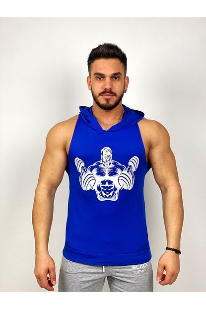 Black Erkek Mavi Beast Mode Kapsonlu Fitness Atleti Trendyol
