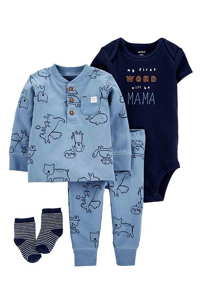 Carter S Layette Erkek Bebek Hastane Cikis Setli 4pk Trendyol