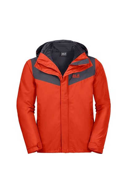 Jack Wolfskin Erkek Kirmizi Arland 3in1 Su Ve Ruzgar Gecirmez Mont Trendyol