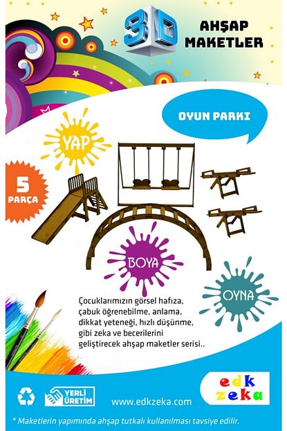 Edkzeka Ahsap Maket Oyun Parki Cocuklar Icin Ahsap Boyanabilir Maket Trendyol