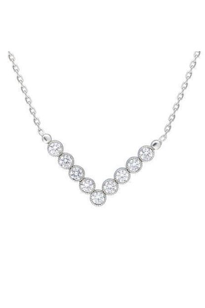 Karaca Butik Kadin V Tasarim Zirkon Tasli Silver Renk Gumus Kolye 925 Ayar Trendyol