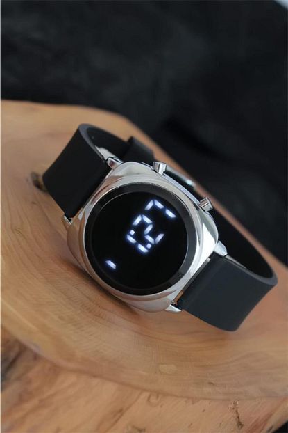 Choppers Silver Metal Kasa Siyah Silikon Kordonlu Dijital Led Erkek Kol Saati Trendyol