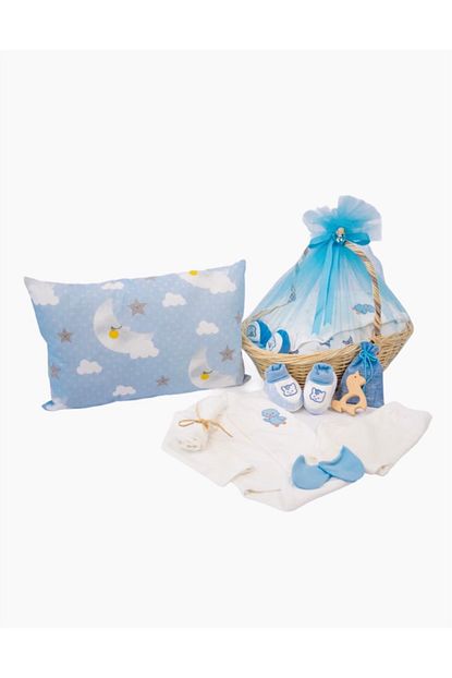Sisters Shop Erkek Bebek Mavi Yeni Dogan Lavanta Kokulu Yastikli Hediye Sepeti Trendyol