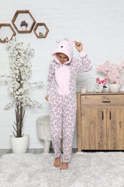 Shopshop Cocuk Pembe Kalpli Polar Pelus Uyku Tulumu Pijama Takimi Trendyol