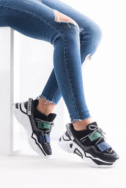 Mas Mevsim 65140 Kadin Sneaker Fashion Spor Ayakkabi Siyah Multi Trendyol